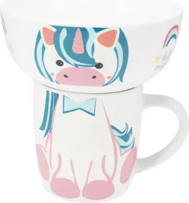 Produktbild von Geschenkset für Kinder: Porzellanschale und -becher, 600 ml + 360 ml, 2er-Set