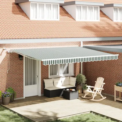 Immagine prodotto di Tessuto per tenda da sole vidaXL verde e bianco, 450 x 350 cm, poliestere