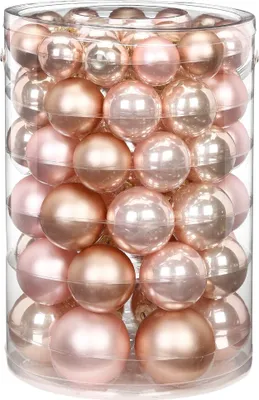 Produktbild von Weihnachtskugeln Glas 4-7cm Mix 60er Set - Pearly Rose