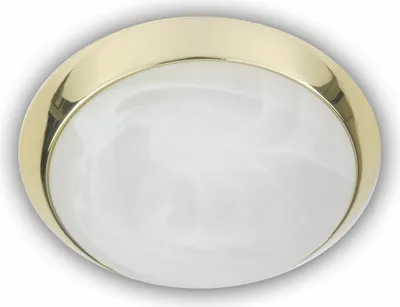 Produktbild von LED Deckenleuchte rund Ø25cm Landhausleuchte Glas Alabaster mit Zierring Messing