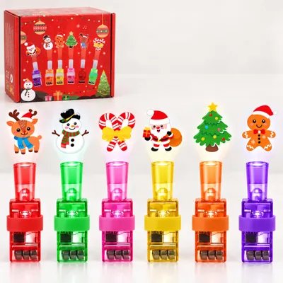 Produktbild von Fingerprojektoren für Kinder, 36er-Set mit 6 Weihnachtsmotiven, bunte Fingerlichter in 6 Farben, Mitgebsel für Kindergeburtstage und Partytüten