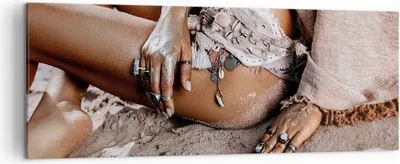 Produktbild von Bild auf Leinwand - Leinwandbild - Einteilig - Sand Frau Schmuck - 140x50cm - Wand Bild - Wanddeko - Wandbilder - Leinwanddruck - Bilder - Wanddekoration - Leinwand bilder - Wandbild - AB140x50-4634