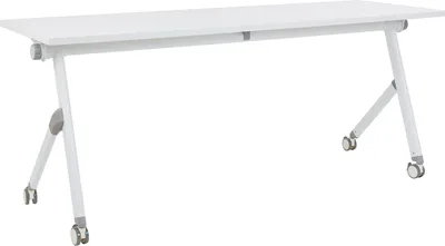 Produktbild von BELIANI Schreibtisch Weiß 180 x 60 cm Klappbar Faltbar mit Rollen Mobil Bürotisch für Homeoffice Büro Modernes Design