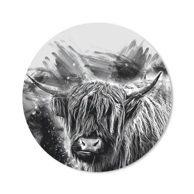 Produktbild von MuchoWow® Mauspad Mousepad Scottish Highlander - Farbe - Schwarz - Weiß 40x40 cm - Mousepads - Maus Mat - Pad - Mausunterlage - Schreibtisch Accessoires