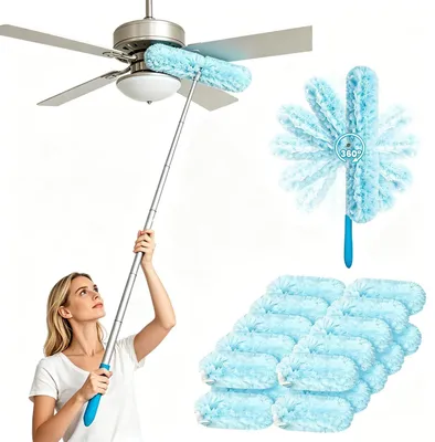 Obrázek produktu pro 180 cm, teleskopický mop s mopovací hlavou, sada obsahuje 20 hadříků, otočný o 360°