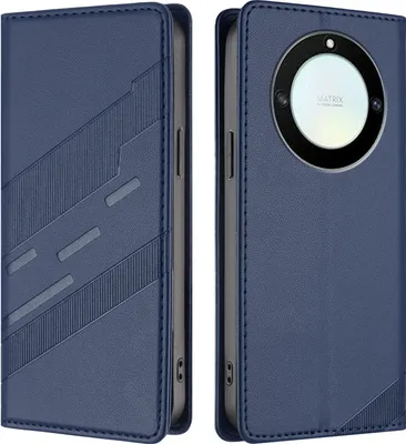Produktbild von Hülle für Honor X9A/Honor Magic 5 Lite, Kunstleder Brieftaschen Handyhülle mit Kartenfach und Standfunktion Blau