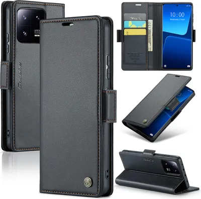 Immagine prodotto di Xiaomi 13 Pro Case, RFID Blocking Card, Advanced Flip Custodia in pelle con funzione Stand per Xiaomi 13 Pro nero
