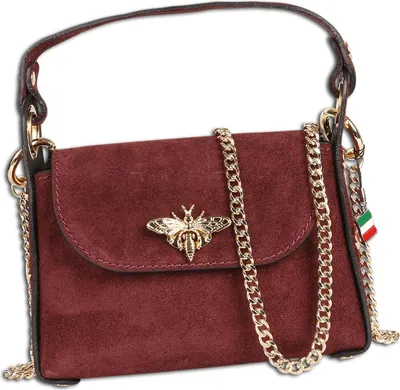 Image de Sac à bandoulière pour femme Florence, en cuir bordeaux, dimensions 65 x 19 x 14 cm, OTF844D5