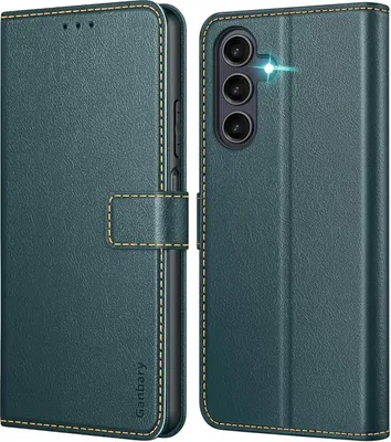 Produktbild von Samsung Galaxy A25 5G Handyhülle Leder Klapphülle Dunkelgrün Standfunktion