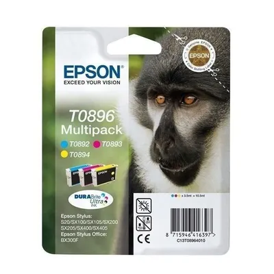 Image de Cartouche d'encre EPSON T0896, Multipack Singe, Cyan, Magenta, Jaune, DURABrite Ultra