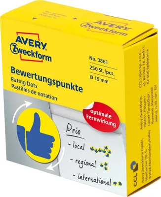 Produktbild von AVERY Zweckform Markierungspunkte Pfeil gelb/blau 250 Stück