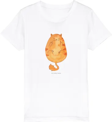Produktbild von Mr. & Mrs. Panda Kleinkinder T-Shirt Katze Frühaufsteher 9-11 Jahre (134/146) - Weiß - Geschenk, Baumwolle Kinder, Tiger, Teenager, Lustig, Kindershirt, Katzen, Jungen