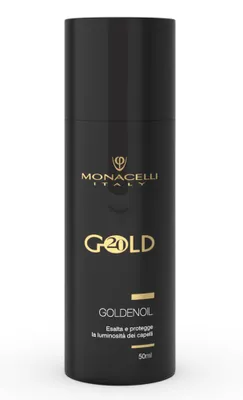 Immagine prodotto di Monacelli Golden Oil 50ml olio secco per capelli, esalta e protegge lucentezza e morbidezza dei capelli, trattamento di bellezza Gold 20 con peptidi d'oro