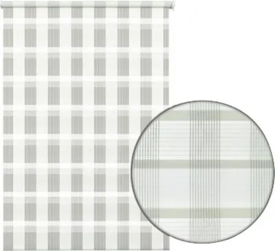 Produktbild von Gardinia EASYFIX Doppelrollo Karo weiß 45 x 150 cm