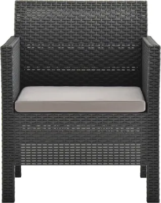Produktbild von vidaXL Gartenstuhl mit Kissen Anthrazit 63x65x76 cm PP Rattan