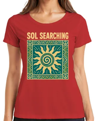 Produktbild von Sol Searching Sonne Tribal Boho Hippie Spirituell Vintage Aztec Damen T-Shirt, Rot, XL