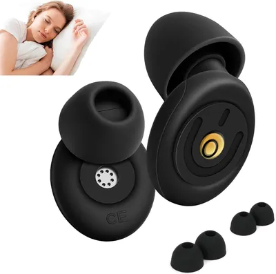 Produktbild von Schlafstöpsel schalldämmend, 3 Paar, 50 dB SNR, flexibles Silikon, schwarz, für Schlafen
