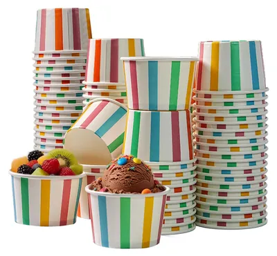 Productafbeelding van Papieren ijsbekers - Lekdicht - Geschikt voor ijs en desserts - 135 ml - 50 stuks