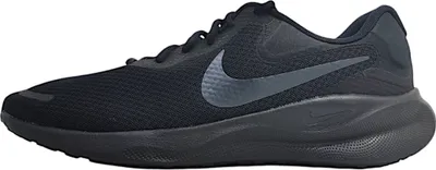 A side view of a black Nike sneaker.