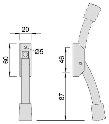Image de Arrêt de porte à bascule 1076 02 argent - KWS - 107602