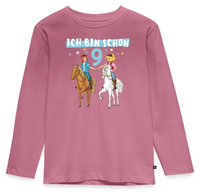 Produktbild von Spreadshirt Bibi & Tina Geburtstag Ich Bin Schon Neun Kinder Premium Langarmshirt, 122/128 (6 Jahre), Mauve