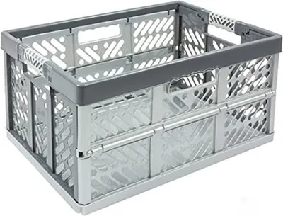 Obrázek produktu pro 4 x Robustní profesionální skládací boxy s měkkými držadly, 54 x 37 x 28 cm, 45 l, Ben, stříbrno-šedá barva