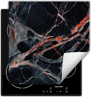 Produktbild von DarHaus Herdabdeckplatte 50x52 cm Anti Rutsch Matte Aufrollbar, rot - Marmor