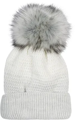 Produktbild von styleBREAKER Damen Strick Bommelmütze mit Farbverlauf und Fleece Futter, Winter Fellbommel Mütze, Strickmütze 04024205