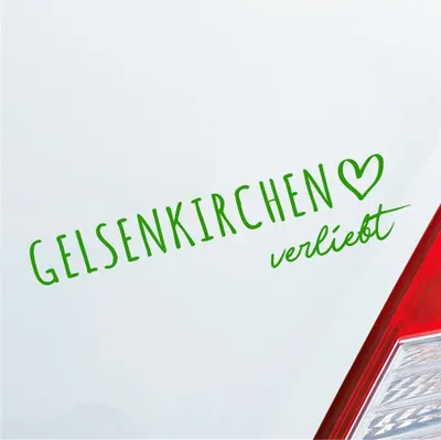 Produktbild von Auto Aufkleber Gelsenkirchen verliebt Herz Stadt Heimat Liebe Car 19x5 cm Hellgrün Sticker Heckscheibenaufkleber