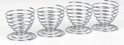 Image de Coquetiers en métal chromé Set de 4 supports d'œufs Dépose-œufs Cuisine