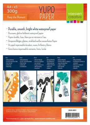 Productafbeelding van Florence Yupo aquarelpapier - wit - A4 tekenpapier - 5 stuks - synthetisch
