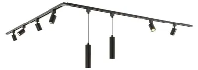 Image de HOFTRONIC - Kit système de rails 4 x 1 m 6 spots 2700K GU10 Noir IP20