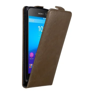 Image de Cadorabo Housse pour Sony Xperia M5 Housse de protection marron Flip Etui Housse de téléphone portable Case Cover