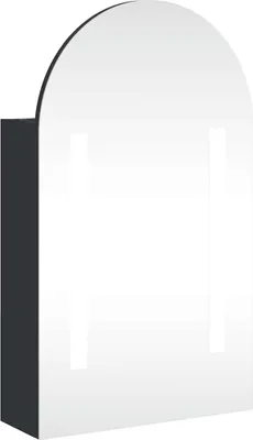 A 3D rendering of a black and white arched cabinet.