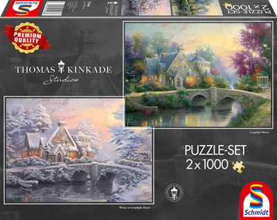 Produktbild von Thomas Kinkade, Lamplight Manour/Winter in Lamplight Manour. Puzzle 2 x 1 000 dlaždíc