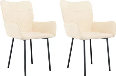 Produktbild von vidaXL Esszimmerstühle 2 Stk. Creme Samt