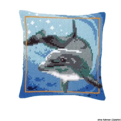 Produktbild von Vervaco Kreuzstichkissen "Delfin", Stickbild vorgezeichnet