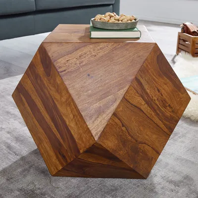 Produktbild von FineBuy Couchtisch 57 x 42,5 x 57 cm Sheesham Massivholz Sofatisch Modern Wohnzimmertisch in Diamantform Holztisch Massiv Wohnzimmer Echtholz Tisch