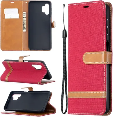 Produktbild von König Design Hülle kompatibel mit Samsung Galaxy A32 5G Kunstleder Handyhülle - Handy Case Rot