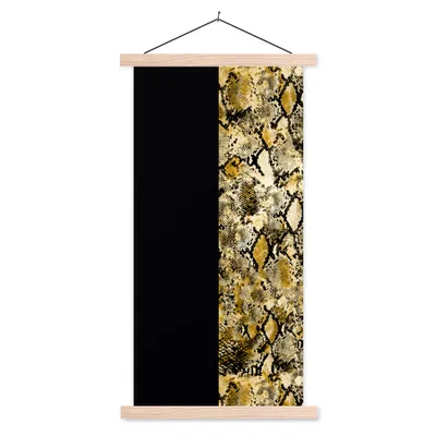 Produktbild von MuchoWow® Textilposter Schlange - Gold - Luxus 60x120 cm mit holzfarbenen Rahmen - Holz