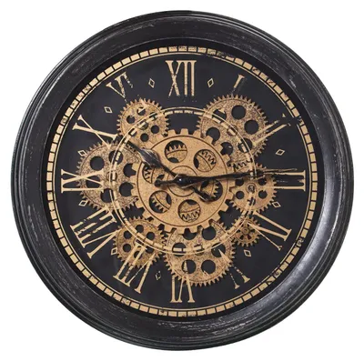 Runde Acryl-Wanduhr, schwarz-gold, 36 x 7 cm