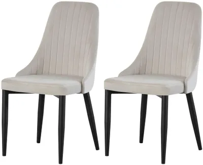 Produktbild von xonox.home Stuhl 2er Set Claudia Velouroptik creme (B/H/T): 44 x 88 x 58 cm