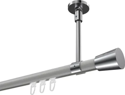 Produktbild von Interdeco Innenlaufstange / Gardinenstange mit Innenlauf Weiß / Chrom, Typ Sonette Sitra (Konus) Deckenmontage, 20 mm Ø 1-läufig, 140 cm
