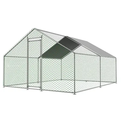 Image de Grand poulailler métallique 3 x 4 x 2 m – Enclos extérieur avec serrure de sécurité et bâche en PE imperméable, poulailler d'extérieur, pour poules, lapins et petits animaux