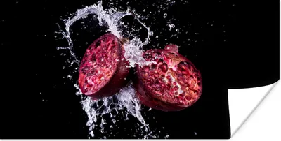 Produktbild von MuchoWow® Poster Granatapfel - Frucht - Wasser - Schwarz - Violett 160x80 cm - Foto Poster