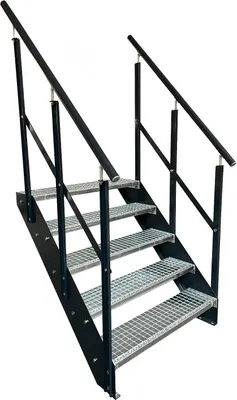 Zdjęcie produktu dla Kratownica stalowa 5 stopni Ocynkowane i antracytowe malowane proszkowo boki + poręcz po obu stronach - (dł. x szer. x wys.) 101 cm x 100 cm x 95 cm