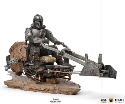 Produktbild von Iron Studios Star Wars The Mandalorian on Speederbike Deluxe Art Scale Statue  18 cm IS12840