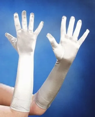 Produktbild von Satin-Handschuhe 40 cm lang silber Kostüm-Zubehör