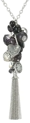 Produktbild von Bulinlin Silber Kette mit Anhänger und Quasten - Modeschmuck für Damen - Langes
