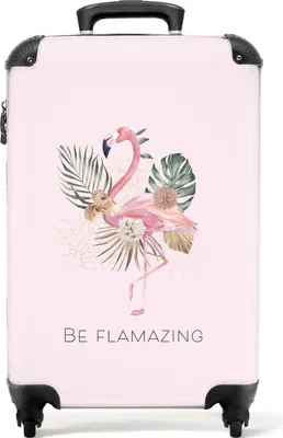 Obrázek produktu pro NoBoringSuitcases.com® Kufr Příruční zavazadlo na kolečkách Rolling suitcase Malý cestovní kufr na 4 kolečkách - Flamingo - Jungle - Women - Pink - Quotes - Cabin Size < 55x40x23 cm & 55x40x20 cm - Foto kufr - Příruční kufr - Palubní zavazadloPříruční zavazadlo Kufr 55x35x20 cm, 36L,